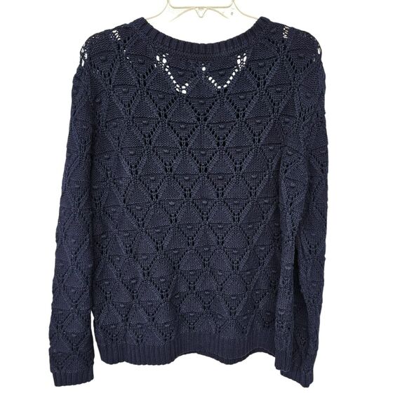 TOMMY HILFIGER Sweater Womens Size XL Navy Open 3D Popcorn Knit Classic Preppy - Picture 4 of 7
